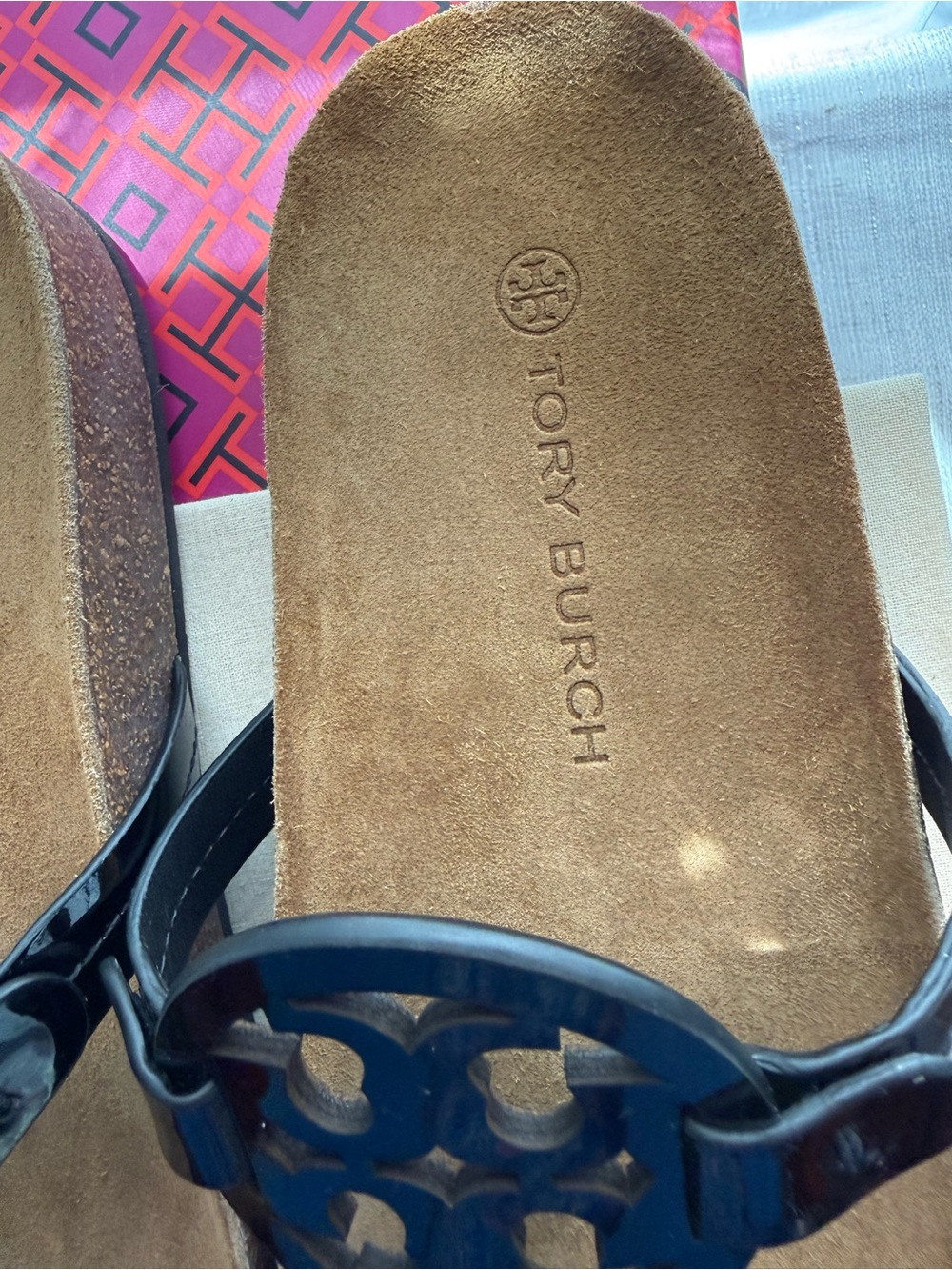 Tory Burch Miller Cloud Patent Leather Sandal 8.5 New - Picture 5 of 6
